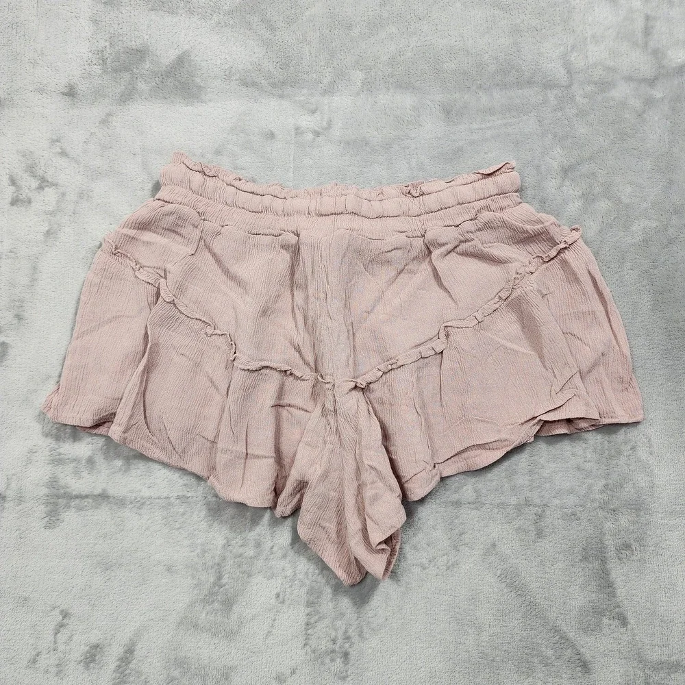 Sincerely Jules Shorts Women M Pink Gauze Elastic Waist Ruffle Flowy Boho Casual